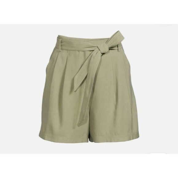 bcbg maxazria Solid Olive Green Rayon Spandex Belt High Rise Shorts Xxs - Picture 3 of 8